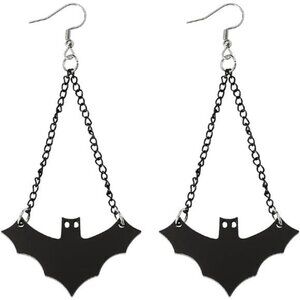 Halloween Costume Earrings Bat Spider Web Dangle Women Black Accessories Vampire